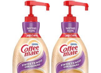 nestle coffee mate coffee creamer sweetened original concentrated liquid pump bottle non dairy no refrigeration 507 ounc