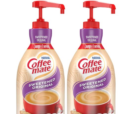 nestle coffee mate coffee creamer sweetened original concentrated liquid pump bottle non dairy no refrigeration 507 ounc