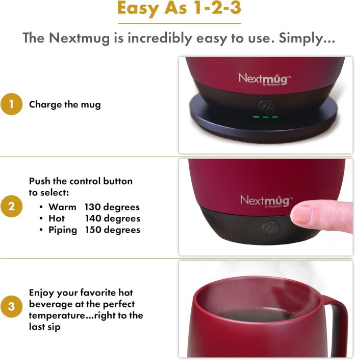 nextmug temperature controlled self heating coffee mug black 14 oz