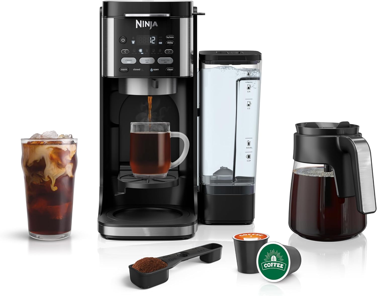 Ninja CFP101 DualBrew Hot  Iced Coffee Maker, Single-Serve, compatible with K-Cups  12-Cup Drip Coffee Maker, Black