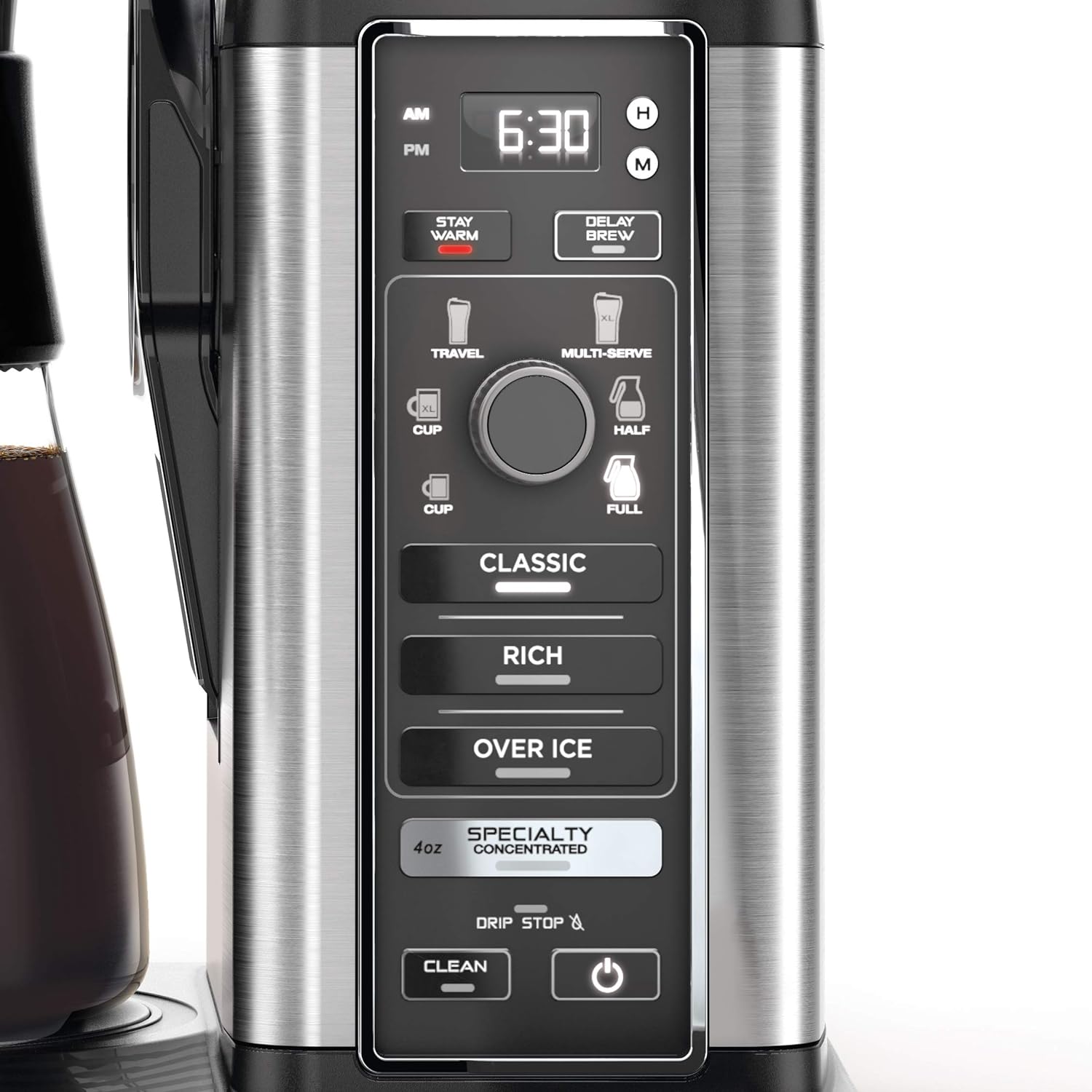 Ninja CM401 Specialty 10-Cup Coffee Maker with 4 Brew Styles for Ground Coffee, Built-in Water Reservoir, Fold-Away Frother  Glass Carafe, Black