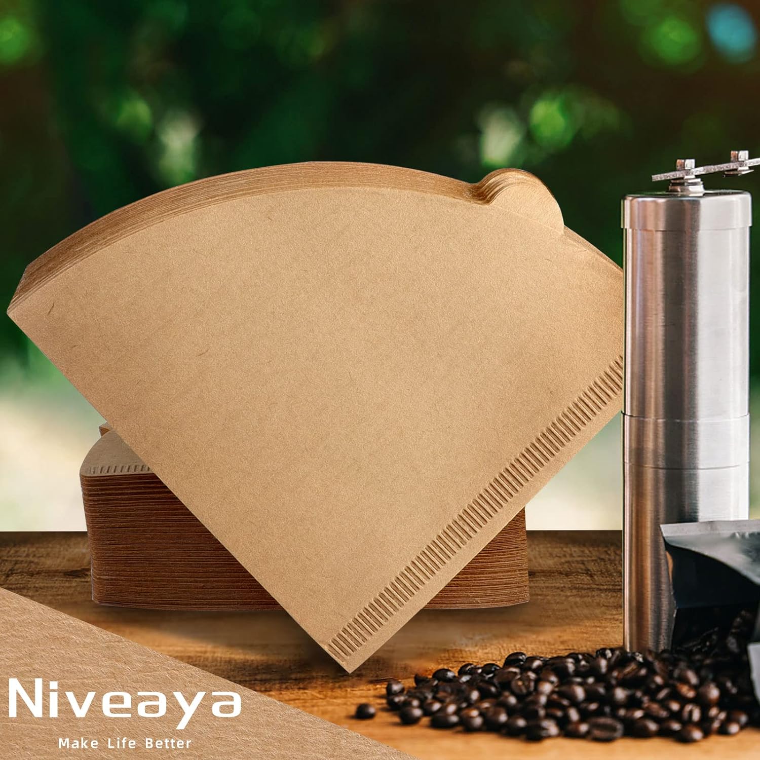 Niveaya 200 Count Coffee Filters - Size 02, Natural Paper Coffee Filter, No Blowout, Disposable for Pour Over and Drip Coffee Maker (2-4 Cup)