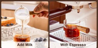 paracity espresso cups with wood handle double spout glass measuring cup with dual scale espresso shot glass with v shap