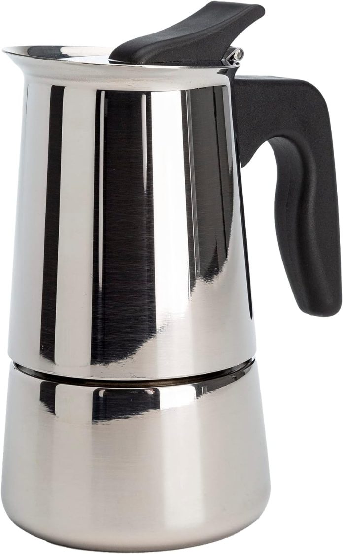 primula stainless steel stovetop espresso coffee maker 4 cup 35d x 5w x 7h black handle