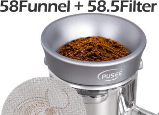 pusee 51mm espresso dosing funnel 51mm puck screen magnetic coffee dosing ring aluminum metalreusable 17mm thickness 150