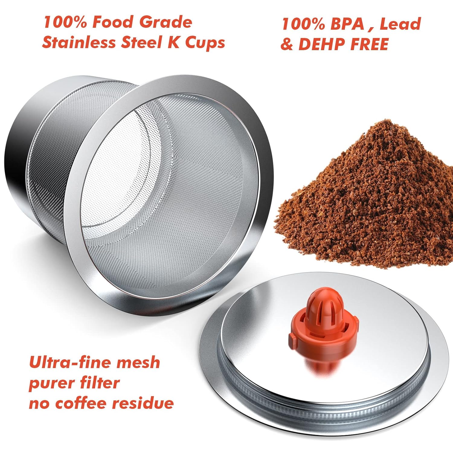 Reusable K Cups For Keurig keurig reusable coffee pods Compatible with 1.0 and 2.0 Keurig Single Cup Coffee Maker Stainless Steel K Cup,BPA Free(2 pack)