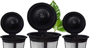 reusable k cups with scoop 3 pack universal fit reusable coffee filters food grade stainless steel mesh eco friendly cof