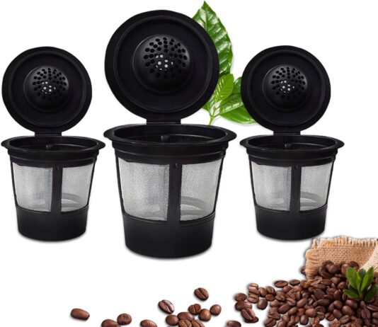 reusable k cups with scoop 3 pack universal fit reusable coffee filters food grade stainless steel mesh eco friendly cof
