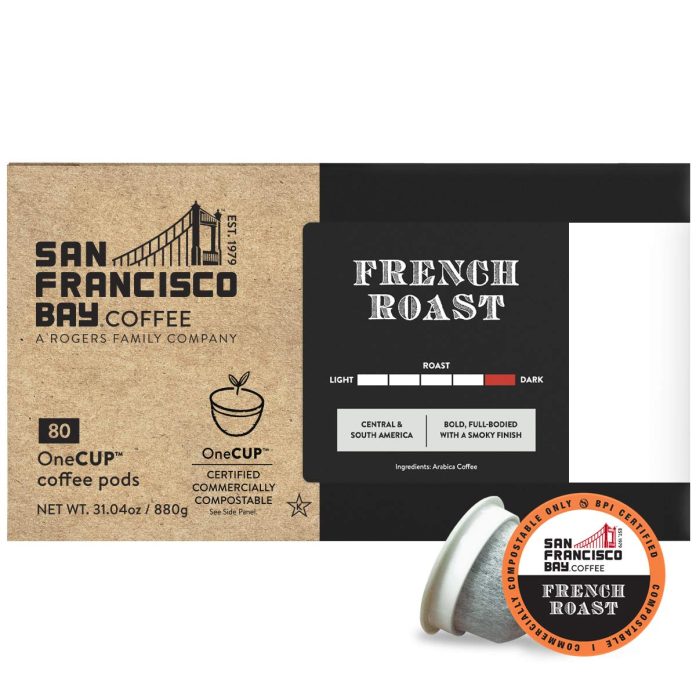 san francisco bay compostable coffee pods french roast 80 ct k cup compatible including keurig 20 dark roast