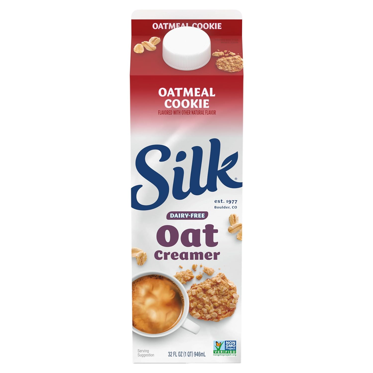 Silk Oat Creamer, Oatmeal Cookie, Smooth, Lusciously Creamy Dairy Free and Gluten Free Creamer From the No. 1 Brand of Plant Based Creamers, 32 FL OZ Carton