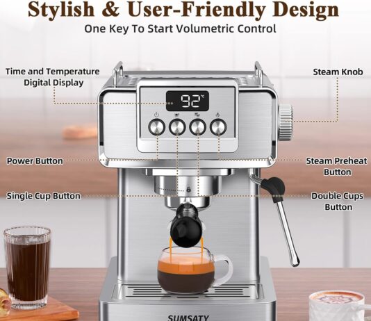 sumsaty espresso machine stainless steel espresso machine with milk frother for latte cappuccino machiatofor home espres