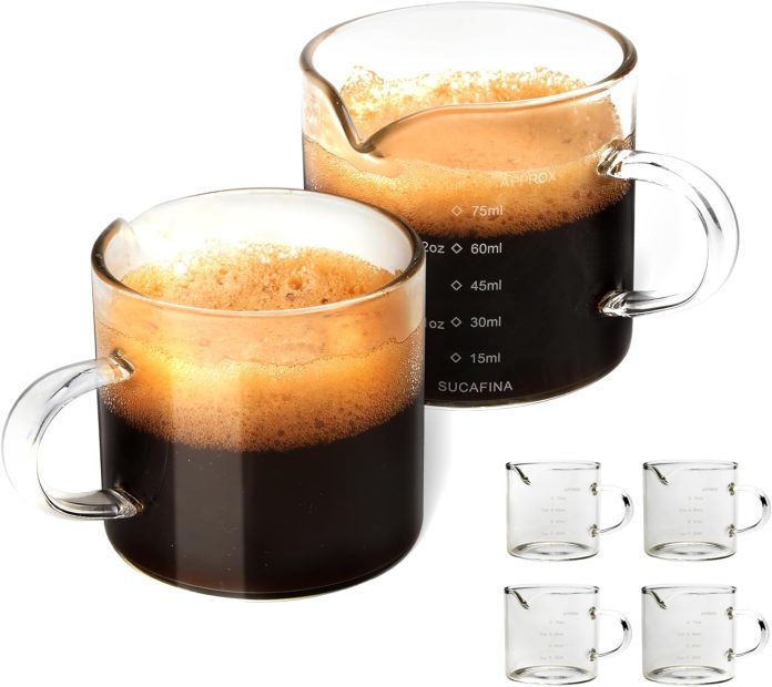 underbartliv espresso cups set of 4espresso shot glass with handle75ml26oz espresso measuring cupespresso accessoriesgla