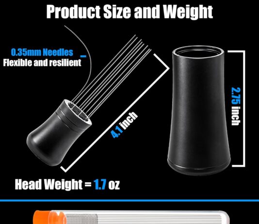 wdt tool 035mm espresso distribution tool extra 8 needles and storage tube matte black coffee stirrer weiss distributor 