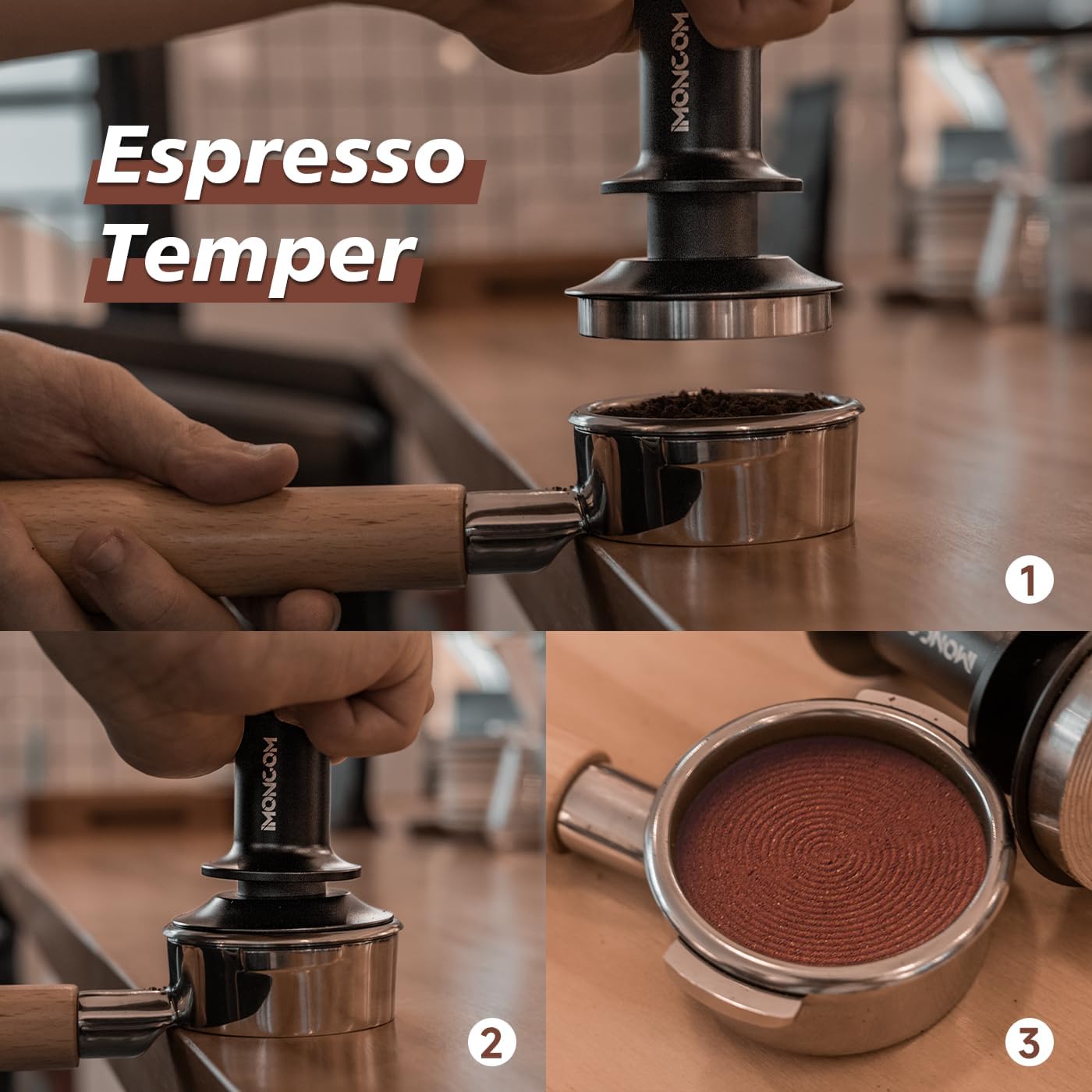 51.5mm Espresso Tamper, Unique Dual Calibrated Spring Loaded Coffee Tamper with Premium Aluminum Handle Stainless Steel Ripple Base for Barista Home Coffee Espresso Accessories