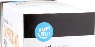 amazon brand happy belly cappuccino coffee pods compatible with k cup brewers light roast caramel flavored 24 count 1272