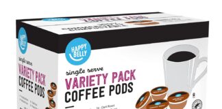 amazon brand happy belly variety pack coffee pods compatible with k cup brewer breakfast blend dark medium french roast