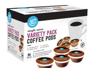 amazon brand happy belly variety pack coffee pods compatible with k cup brewer breakfast blend dark medium french roast