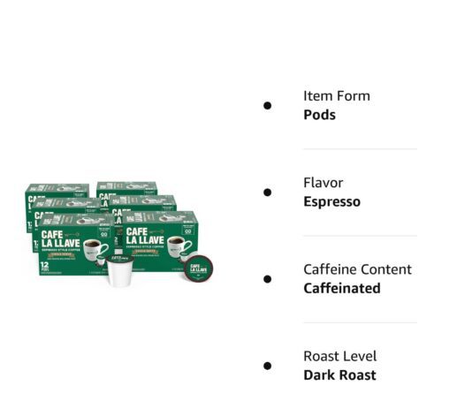 cafe la llave 72 ct espresso style single serve coffee pods