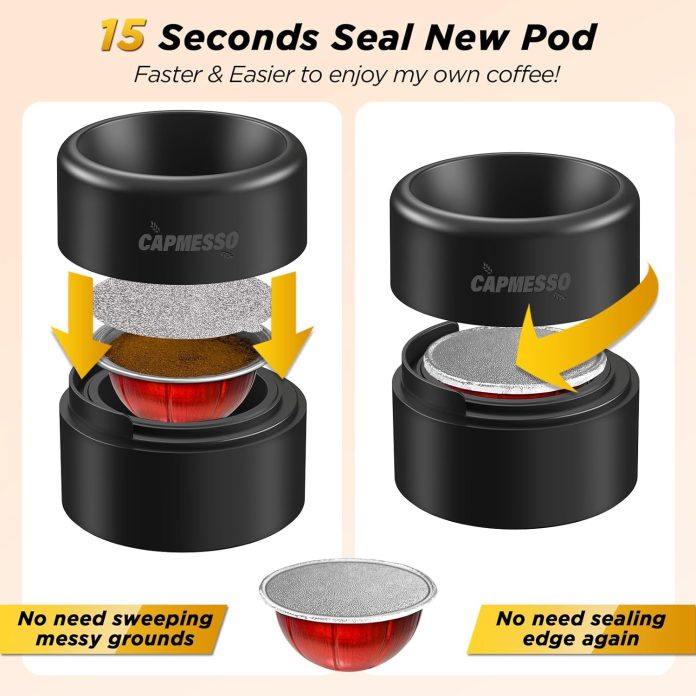 capmesso aluminum foils lids to reuse vertuoline capsules coffee pods compatible with nespresso vertuoline machine 64mm1