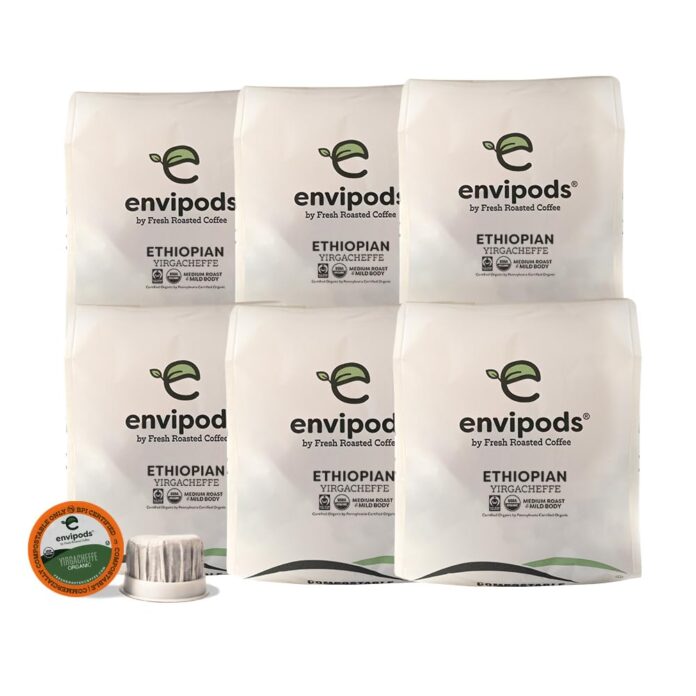 fresh roasted coffee fair trade organic single origin compostable envipods variety pack kosher 48 count for keurig k cup