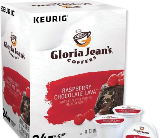 gloria jeans coffees raspberry chocolate lava single serve keurig k cup pods flavored medium roast coffee 24 count