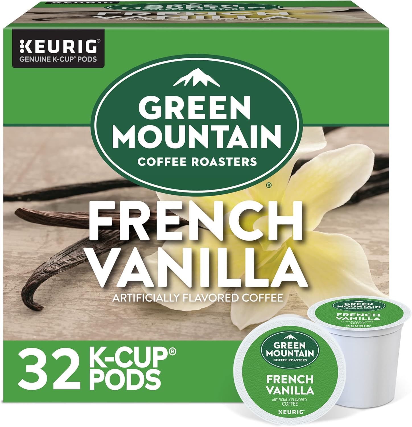 Green Mountain Coffee Roasters French Vanilla Coffee, Keurig Single-Serve K-Cup pods, Light Roast, 32 Count