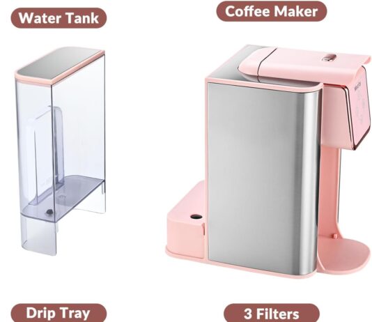 mecity pink coffee maker 3 in 1 single serve coffee machine for flat bottom coffee capsule ground coffee 6 to 10 ounce c
