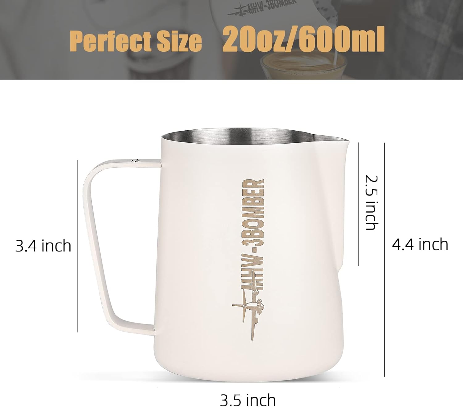 MHW-3BOMBER Milk Frothing Pitcher 16.9oz/500ml Espresso Steaming Pitcher Stainless Steel Frothing Cup Capuccino Latte Art Pitcher, Pink P5017