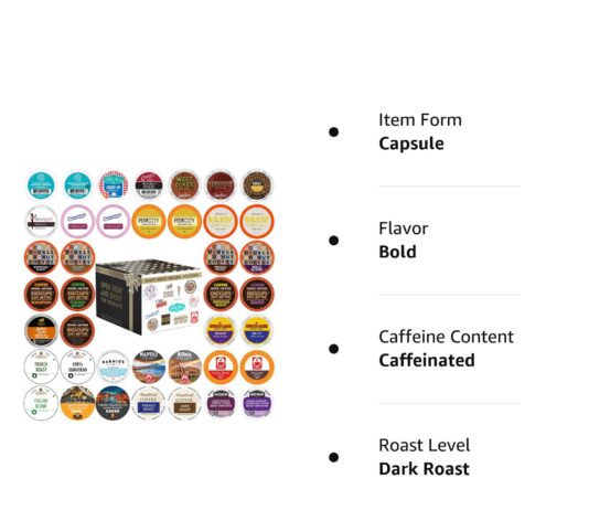 perfect samplers dark roast coffee pod variety pack pack for keurig k cups coffee makers bold 40 count