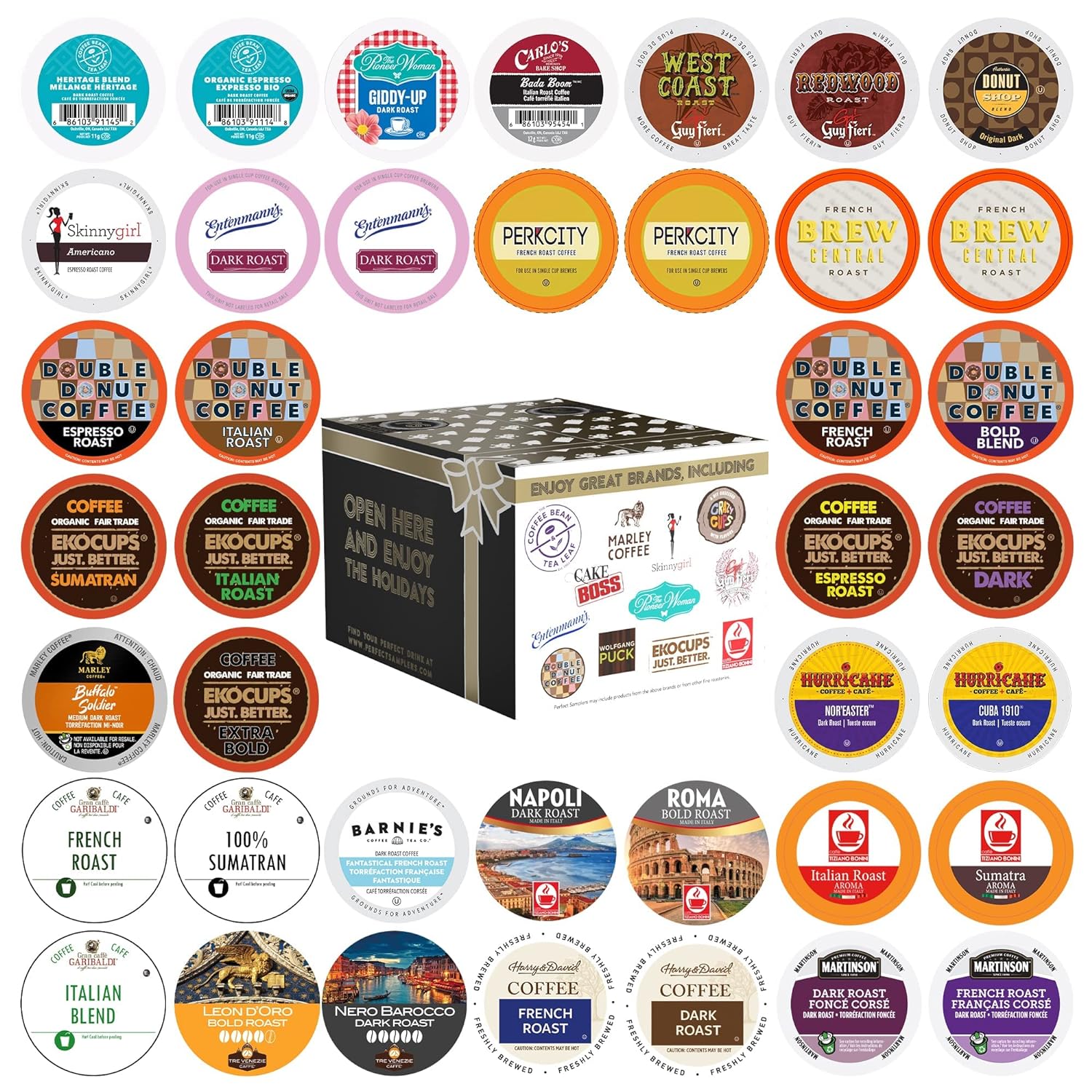 Perfect Samplers Dark Roast Coffee Pod Variety Pack - Pack for Keurig K Cups Coffee Makers, Bold 40 Count