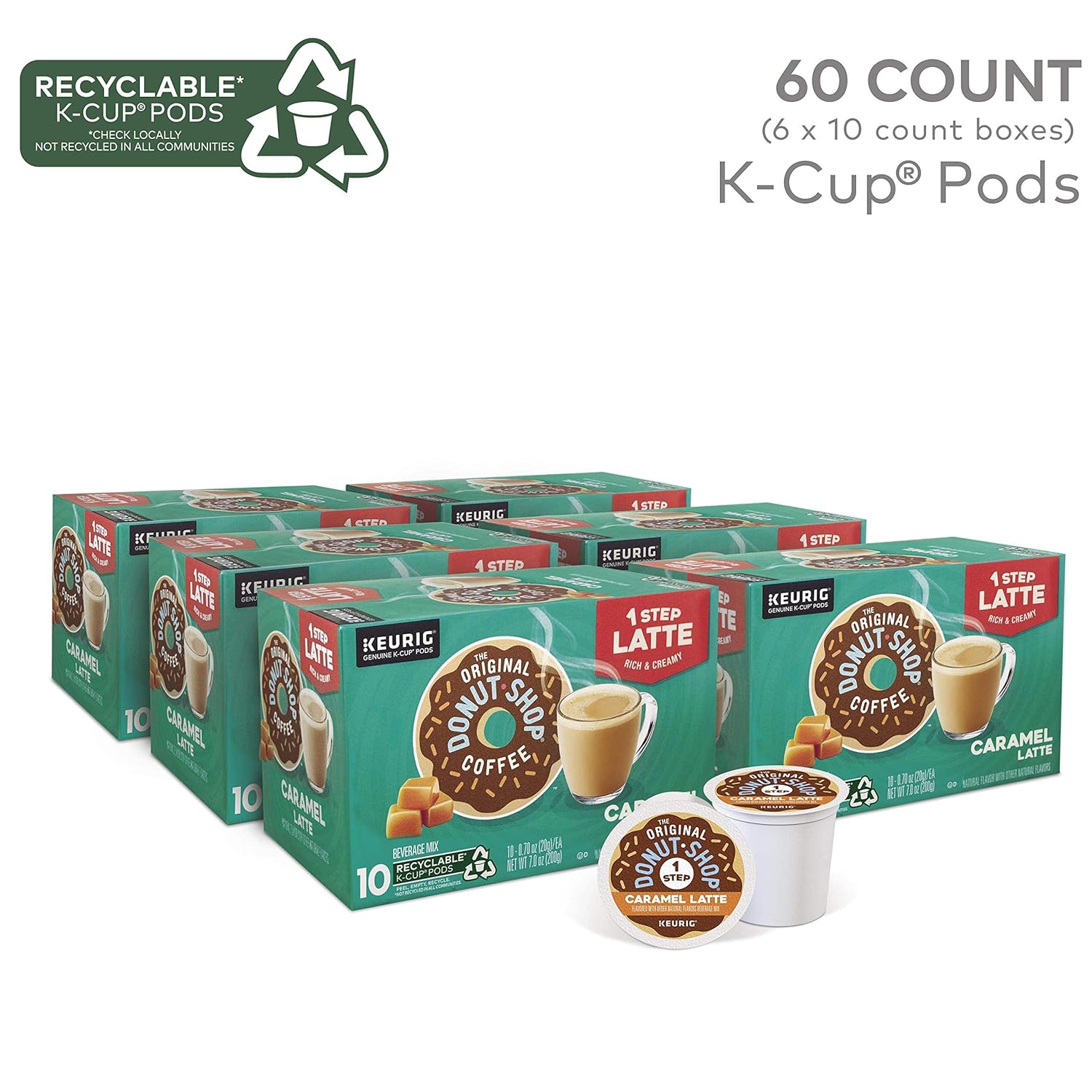 The Original Donut Shop Mocha Latte, Single-Serve Keurig K-Cup Pods, Flavored Coffee Pods, 20 Count