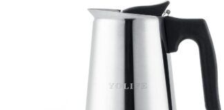 yolife stovetop espresso maker small italian moka pot cafe maker for coffee cappuccino and latte stainless steel 450 ml