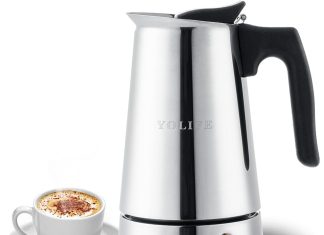 yolife stovetop espresso maker small italian moka pot cafe maker for coffee cappuccino and latte stainless steel 450 ml