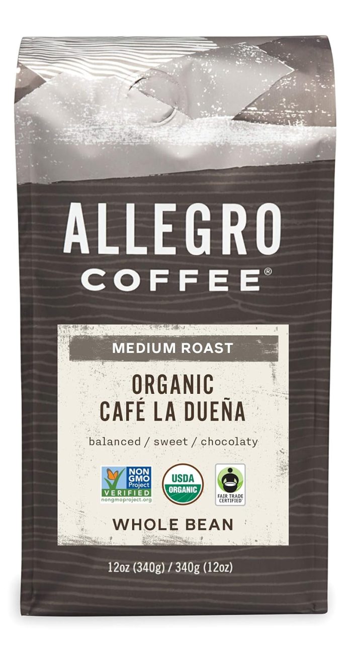 allegro coffee organic early bird blend whole bean coffee 12 oz