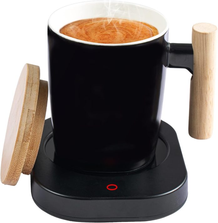 coffee mug warmer set self heating temperature control 14oz with lid