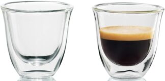 delonghi delonghi double walled thermo espresso glasses set of 2 regular clear 90 milliliters