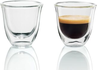 delonghi delonghi double walled thermo espresso glasses set of 2 regular clear 90 milliliters