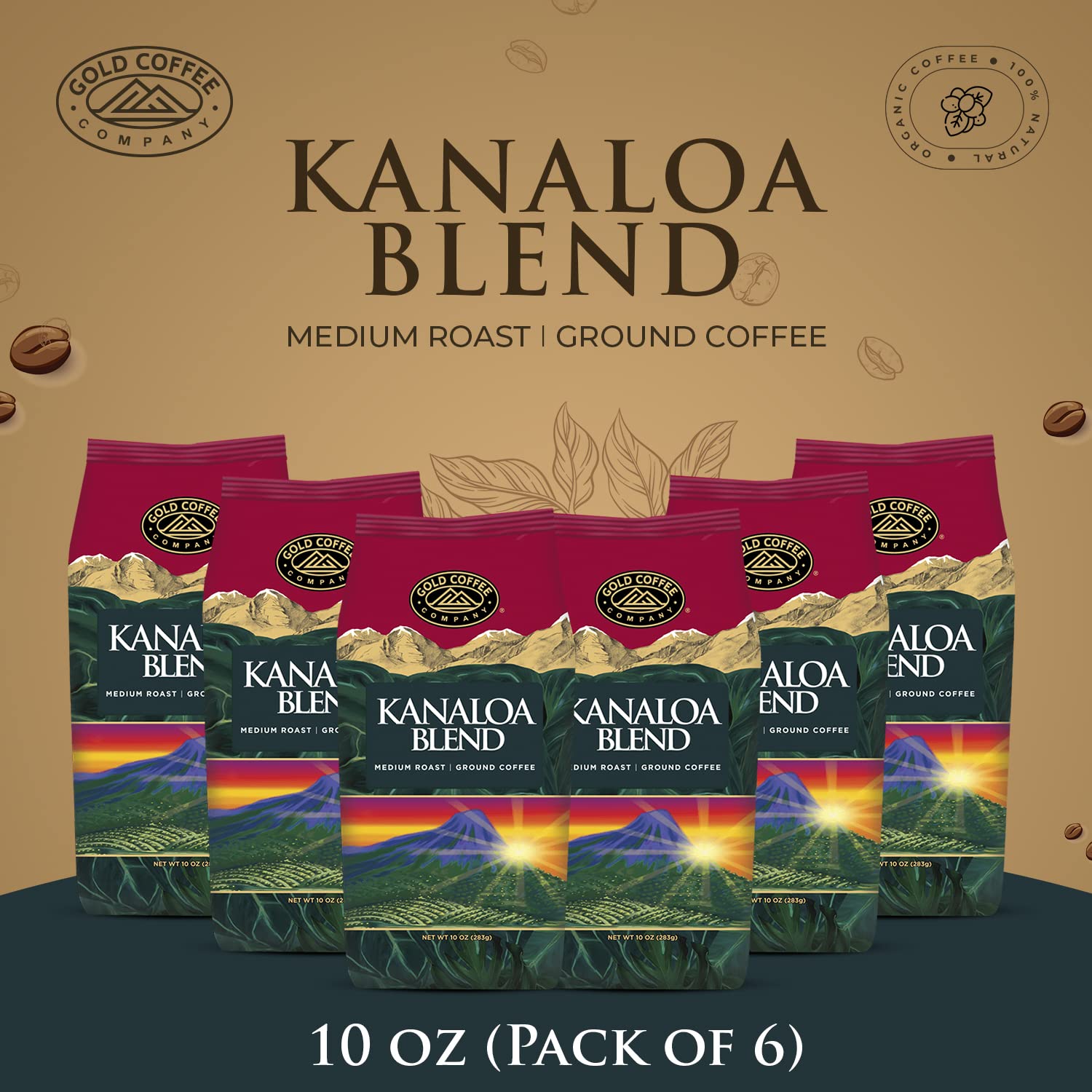 Gold Coffee Kanaloa Blend 1lb Medium Roast Whole Bean Coffee