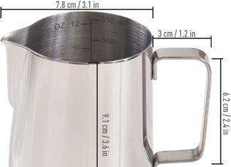 homedge espresso steaming pitchers 20 oz 600ml stainless steel frothing pitcher with measurement scale