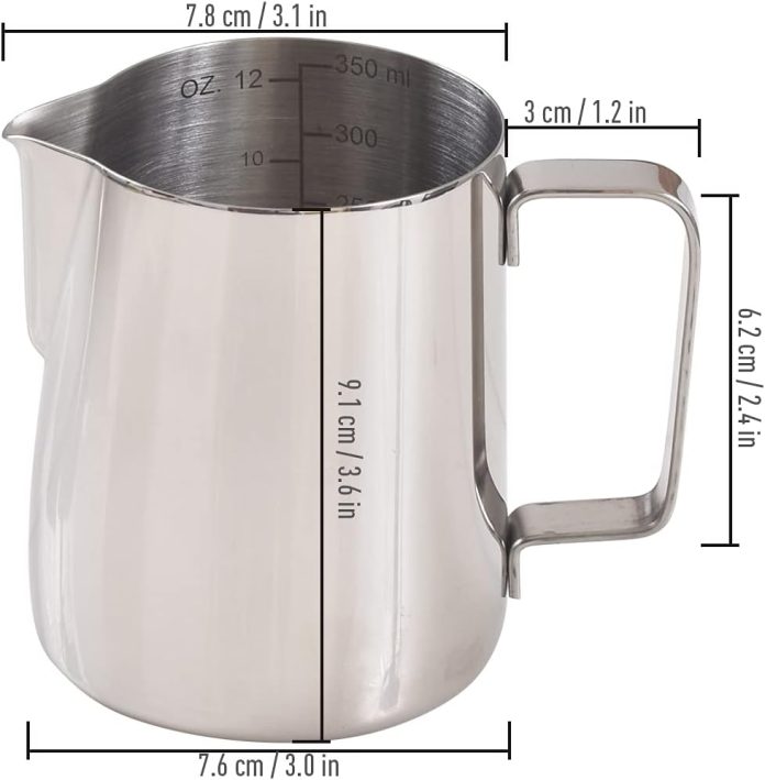 homedge espresso steaming pitchers 20 oz 600ml stainless steel frothing pitcher with measurement scale