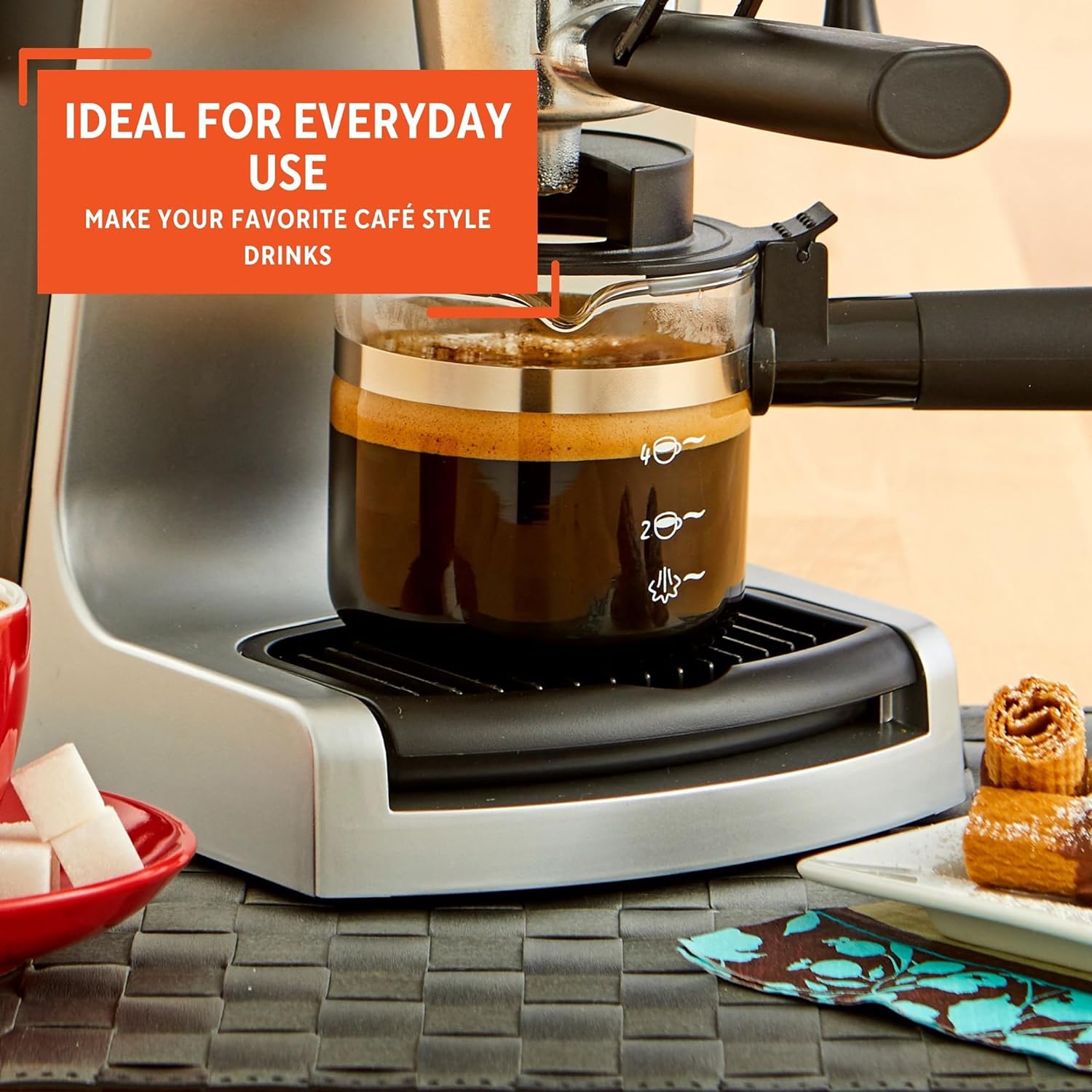 IMUSA USA Espresso Maker Carafe in Gift Box, Clear 4 Cup
