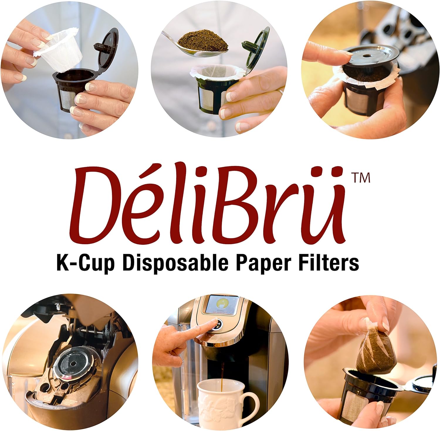 K Cup Filters - Pack of 300 - Fits With All Reusable Coffee Pods - Compostable and Disposable Coffee Filters for Keurig Single Cup by Delibru