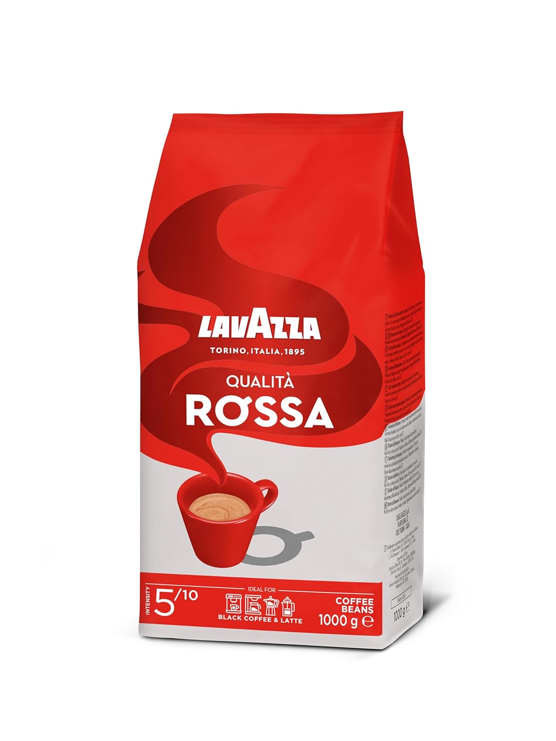 Lavazza Qualita Rossa - 2.2LB Bag of Espresso Beans - Authentic Italian, Blended and Roasted in Italy, Chocolate Flavour, Full Body and Intense Aromas
