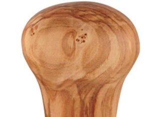 metallurgica motta 58 mm olive wood espresso tamper with convex stainless steel base