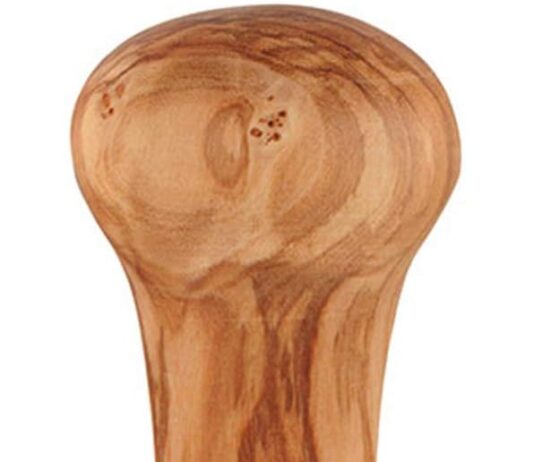 metallurgica motta 58 mm olive wood espresso tamper with convex stainless steel base