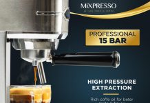 mixpresso professional espresso machine for home 15 bar with milk frother steam wand espresso maker with double cup spli