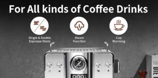 seedeem espresso machine20 bar espresso maker with milk frotherstainless steel latte and cappuccino machine with 18l60 f