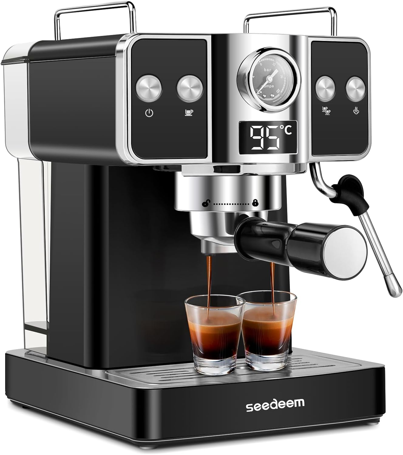 SEEDEEM Espresso Machine,20 Bar Espresso Maker with Milk Frother,Stainless Steel Latte and Cappuccino Machine with 1.8L(60 Fl Oz) Removable Water Tank