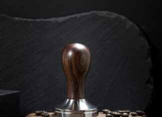 coffee tamper espresso press with tamper mat 304 stainless steel flat base wooden handle for coffee grounds barista espr