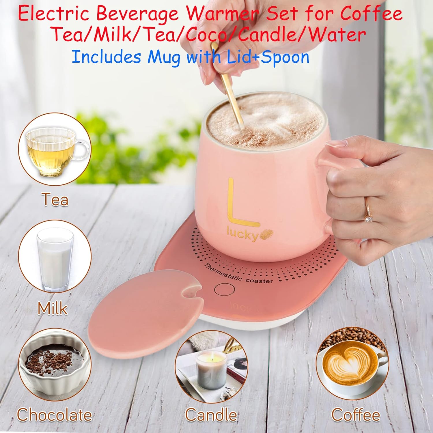 Coffee Mug Warmer with Mug, Coffee Cup Mug Warmer for Desk with Auto Shut Off, Mug Warmer Set for Desk Home Office-Coffee Gifts